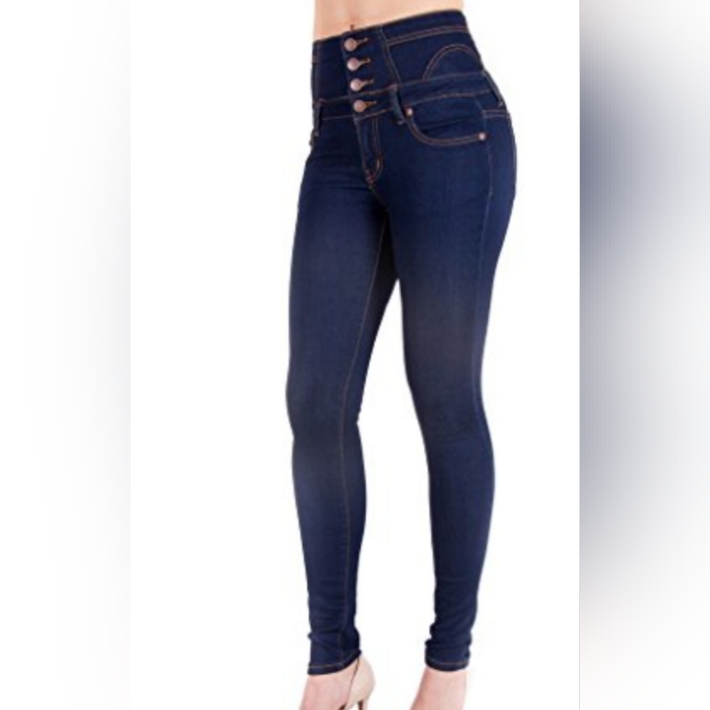 Jeans Women Arco iris  high rise and waist size 7 women color blue zipper skinny